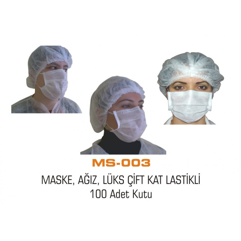 MASKE 3 KATLI BEYAZ LASTİKLİ 100 ADET* 20 KUTU= 2000 ADET-KOLİ